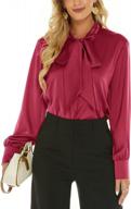 classy and comfortable: escalier women's silk blouse with bow tie neck and button down - perfect for office and casual wear logo