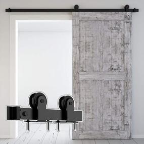 img 4 attached to Transform Your Space With Skysen 6.6FT Single Door Sliding Barn Door Hardware Track Kit - Black (Top Mount)
