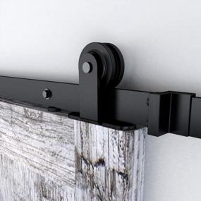 img 1 attached to Transform Your Space With Skysen 6.6FT Single Door Sliding Barn Door Hardware Track Kit - Black (Top Mount)