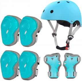 img 4 attached to Adjustable Toddler To Youth Helmet And Protective Gear Set With Knee, Elbow, And Wrist Guards For Skateboarding, Cycling, Skating, Scootering, And Roller Skating (2-8 Years)