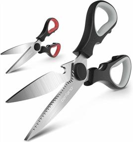 img 4 attached to Heavy Duty Kitchen Scissors - Set Of 2 Multipurpose Stainless Steel Shears For Cutting Chicken, Poultry, Fish, Meat, Herbs, And More - Dishwasher Safe - By Befano