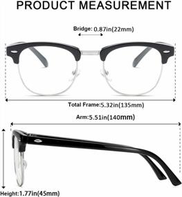 img 1 attached to Vintage Semi-Rimless Half Frame Clear Lens AISSWZBER Glasses