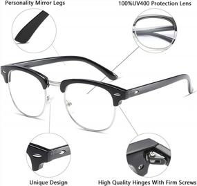 img 3 attached to Vintage Semi-Rimless Half Frame Clear Lens AISSWZBER Glasses