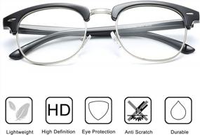 img 2 attached to Vintage Semi-Rimless Half Frame Clear Lens AISSWZBER Glasses