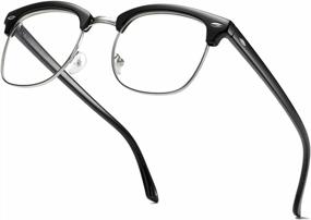 img 4 attached to Vintage Semi-Rimless Half Frame Clear Lens AISSWZBER Glasses