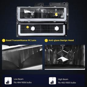 img 3 attached to 🚘 DWVO LED DRL Headlights Assembly for Chevy Silverado C/K 1500 2500 3500/Suburban/Tahoe/GMC Yukon 1994-1999 - Headlamp Replacement Pair with Daytime Running Light