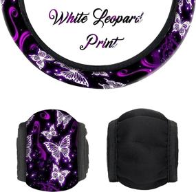 img 3 attached to 🦋 Butterfly Steering Wheel Cover Set for Women - Elegant Style Car Accessories with Cup Holder and Keyring Bracelet, Butterfly Design Grip Steering Wheel Cover for Car SUV