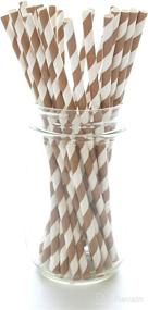 img 1 attached to Brown Vintage Stripe Paper Straws