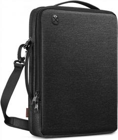 img 4 attached to Black Shoulder Bag for MacBook Air/Pro 13-inch M2 2022, MacBook Pro M1 14-inch, Dell XPS 13, 13.5'' Surface Laptop/Book, HP, Acer Chromebook - Padded Computer Tablet Carrying Case by FINPAC