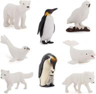 8pcs arctic animals figurines set - realistic plastic white whale seal wolf fox polar bear emperor penguin figures toy for kids adults decorations logo