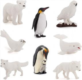 img 4 attached to Набор из 8 фигурок арктических животных-реалистичный пластиковый белый кит, тюлень, волк, лиса, белый медведь, императорский пингвин, фигурки, игрушки для детей, взрослых, украшения
