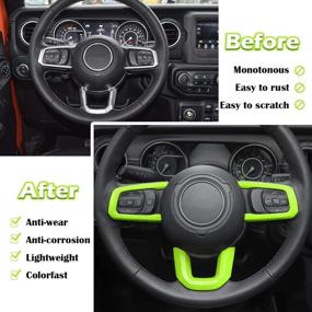 img 3 attached to Bonbo Steering Wheel Trim Cover ABS Interior Decoration Accessories For 2018-2021 Jeep Wrangler JL JLU For 2020 2021 Jeep Gladiator JT 3PCS (Green)