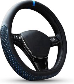 img 4 attached to ZATOOTO Flat Bottom Steering Wheel Covers - Blue Star Microfiber Leather - Universal 15 Inches D Shaped Better Grip Car Interior Accessories