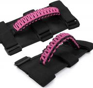cartaoo grab handles for jeep wrangler accessories, premium paracord grips handles for roll bar straps handles fit gladiator cj yj tj jk jl utv(pink) logo