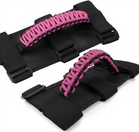 img 4 attached to Cartaoo Grab Handles For Jeep Wrangler Accessories, Premium Paracord Grips Handles For Roll Bar Straps Handles Fit Gladiator CJ YJ TJ JK JL UTV(Pink)