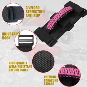 img 3 attached to Cartaoo Grab Handles For Jeep Wrangler Accessories, Premium Paracord Grips Handles For Roll Bar Straps Handles Fit Gladiator CJ YJ TJ JK JL UTV(Pink)