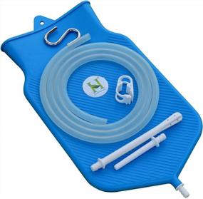img 4 attached to 2 Quart Silicone Enema Bag Kit With Platinum Cured Hose For Colon Cleansing - Wide Open Mouth, Blue Color - Made In India