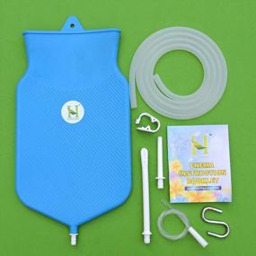 img 3 attached to 2 Quart Silicone Enema Bag Kit With Platinum Cured Hose For Colon Cleansing - Wide Open Mouth, Blue Color - Made In India