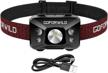 500 lumens redlight spot rechargeable headlamp with motion sensor switch and waterproof adjustable headband for running and hiking logo