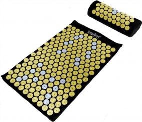 img 4 attached to Yellow Acupressure Massage Mat And Pillow Set With Bag For Effective Neck, Upper And Lower Back Pain Relief - HemingWeigh