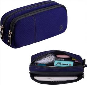 img 1 attached to 📚 Large Pencil Case with Zippers for Middle High School College Office Students, Boys, Girls, and Adults - Only Warm (Navy)