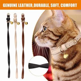 img 3 attached to 🐱 Jamktepat 3-Pack Leather Cat Collars with Bells - Soft Pet Safety Collar for Kittens - Black, Chocolate, Beige (XS)