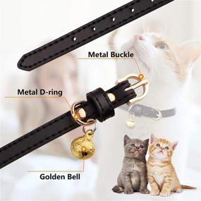 img 2 attached to 🐱 Jamktepat 3-Pack Leather Cat Collars with Bells - Soft Pet Safety Collar for Kittens - Black, Chocolate, Beige (XS)