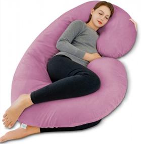 img 4 attached to INSEN C-Shaped Pregnancy Pillow With Velvet Cover - Maternity Body Pillow For Sleeping And Comfortable Resting For Pregnant Women In Pink Purple