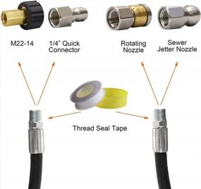 img 2 attached to High-Pressure Hourleey Sewer Jetter Kit For Pressure Washer With 1/4 Inch NPT Connection, 50 FT Drain Cleaning Hose, 4.0 Orifice Button Nose, And Rotating Sewer Jetting Nozzle, Max. 4000 PSI