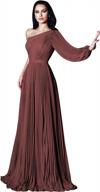 marsen one shoulder long sleeve evening gowns pleated chiffon formal dresses for women a line prom dress logo