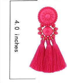 img 1 attached to Boderier Bohemian Statement Thread Tassel Chandelier Drop Dangle Earrings With Cassandra Button Stud