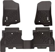 premium tpe all-weather floor mats for jeep gladiator (2020-2022) - custom fit 1st & 2nd row full set liners in grey logo, black логотип