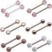 crazypiercing 12pcs stainless steel tongue ring barbell retainer body piercing jewelry 14g logo