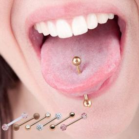 img 2 attached to CrazyPiercing 12Pcs Stainless Steel Tongue Ring Barbell Retainer Body Piercing Jewelry 14G
