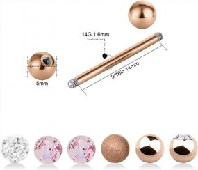 img 3 attached to CrazyPiercing 12Pcs Stainless Steel Tongue Ring Barbell Retainer Body Piercing Jewelry 14G