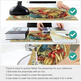 img 1 attached to Naanle Thanksgiving Harvest Placemats Set Of 4 - Heat-Resistant Washable Table Place Mats For Kitchen Dining Decoration, Turkey Day Holiday