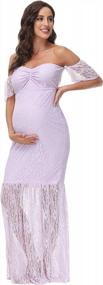 img 3 attached to JustVH для беременных с открытыми плечами и оборками, кружевное свадебное платье макси, платье для фотосессии