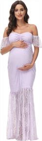 img 4 attached to JustVH для беременных с открытыми плечами и оборками, кружевное свадебное платье макси, платье для фотосессии