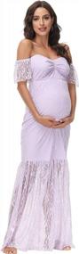 img 1 attached to JustVH для беременных с открытыми плечами и оборками, кружевное свадебное платье макси, платье для фотосессии