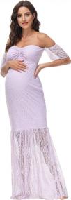 img 2 attached to JustVH для беременных с открытыми плечами и оборками, кружевное свадебное платье макси, платье для фотосессии