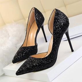 img 3 attached to 👠 Glitter Wedding Pumps: Pointed Fashion Dress Shoes for Women