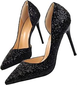 img 4 attached to 👠 Glitter Wedding Pumps: Pointed Fashion Dress Shoes for Women