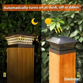 img 2 attached to 2 Pack Solar Post Lights Outdoor Fence Deck Cap Warm White LED Waterproof Garden Patio 4X4 5X5 Wooden Posts Black SIEDiNLAR