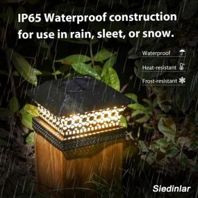 img 1 attached to 2 Pack Solar Post Lights Outdoor Fence Deck Cap Warm White LED Waterproof Garden Patio 4X4 5X5 Wooden Posts Black SIEDiNLAR