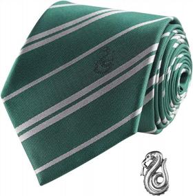 img 4 attached to Officially Licensed Slytherin Deluxe Harry Potter Tie With Pin - Gift Box Included