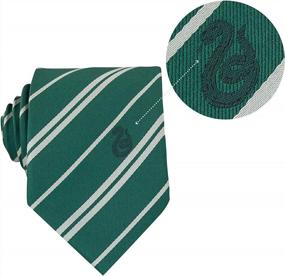 img 3 attached to Officially Licensed Slytherin Deluxe Harry Potter Tie With Pin - Gift Box Included