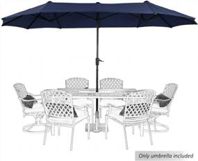 img 4 attached to PHI VILLA 13-футовый зонт для наружного рынка Двусторонний двойной большой зонт для патио с рукояткой, темно-синий