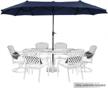 phi villa 13ft outdoor market umbrella double-sided twin large patio umbrella with crank, navy blue logo