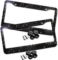 sparkling 8-row handmade rhinestone license plate frames - set of 2 - waterproof, crystal bling frames for car license plates with screws and caps logo