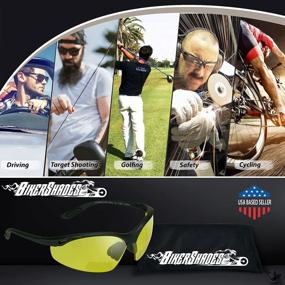 img 1 attached to Semi-Rimless Men Women Bikershades Safety Wrap-Around Sunglass Readers W/ Strap HD High Definition Smoke Clear Yellow Bifocal